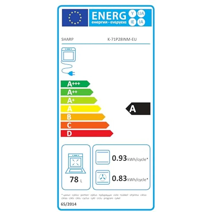 Sharp K-71P28INM-EU Einbau-Backofen, 78 Liter mit Pyrolyse Funktion, Edelstahl, 1-fach Vollauszug, 8 Backofenfunktionen, LED-Display – Bild 7