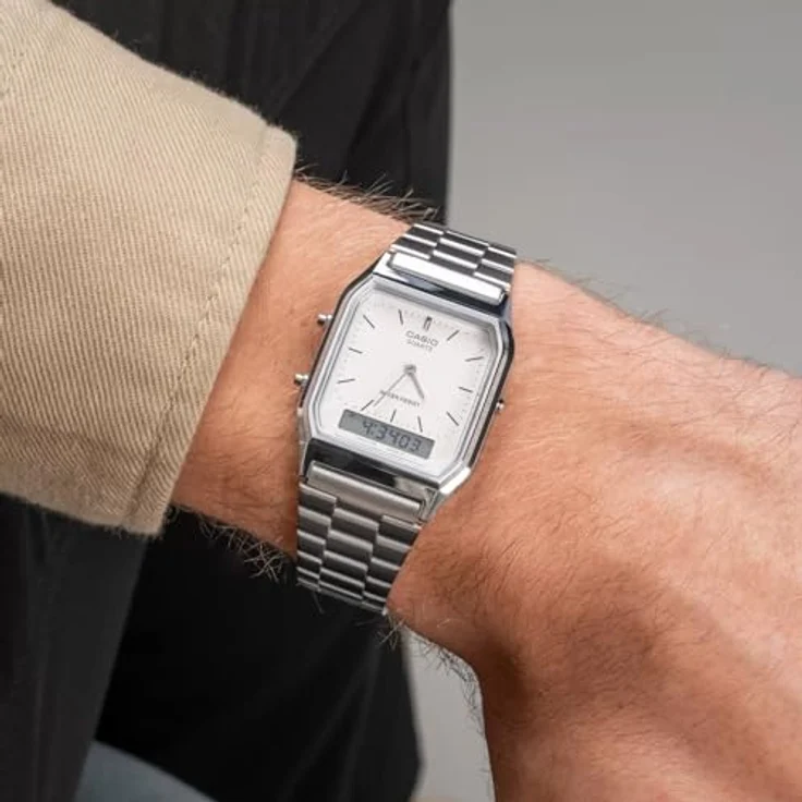 Casio Damen Analog Quarz Uhr mit Edelstahl Armband AQ-230A-7AMQYES – Bild 4