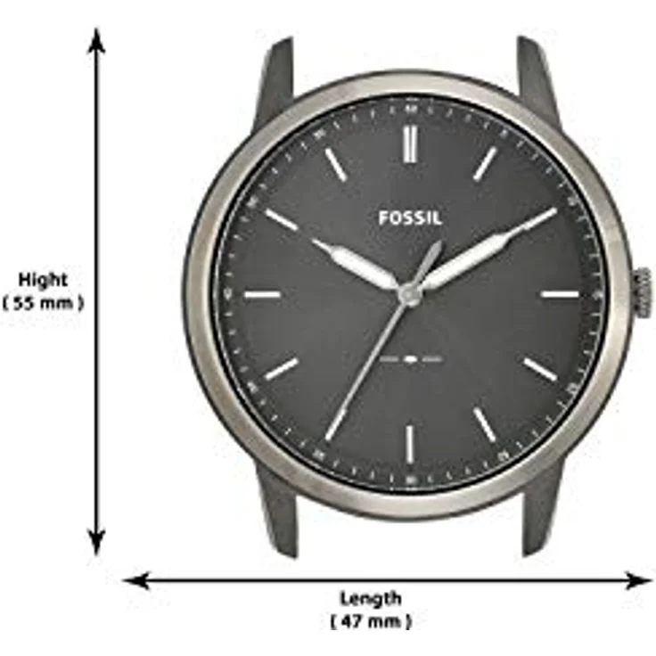 Fossil Uhr für Herren The Minimalist 3H, Quarzwerk, 44mm Smoke Edelstahlgehäuse mit Edelstahlarmband, FS5459 – Bild 5