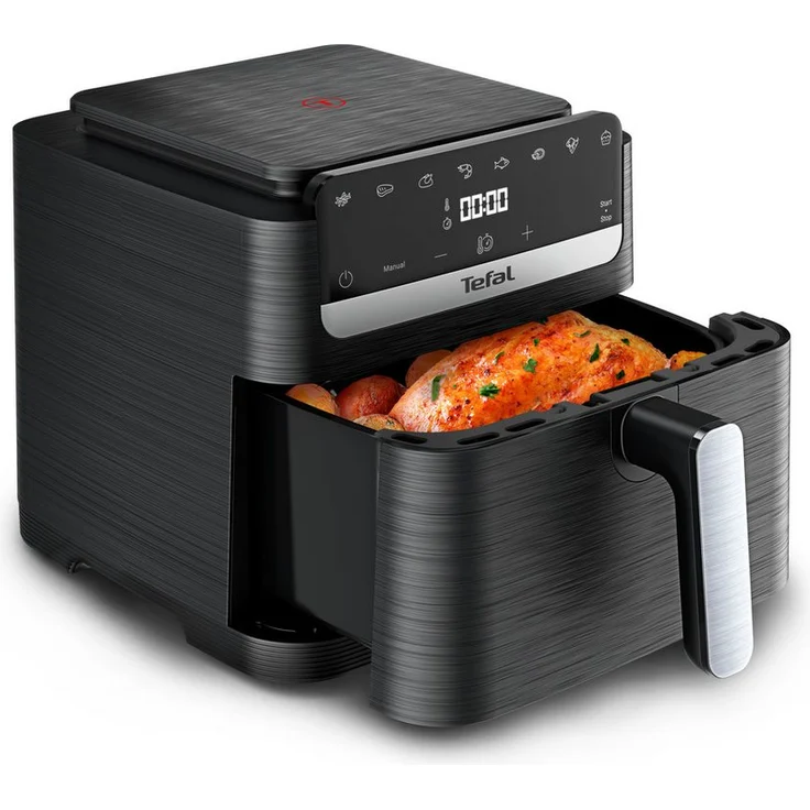 Tefal Heißluftfritteuse EY8618 Easy Fry Mega Compact, 7,5 L für 8 Portionen, intuitiver Touchscreen, platzsparendes Design