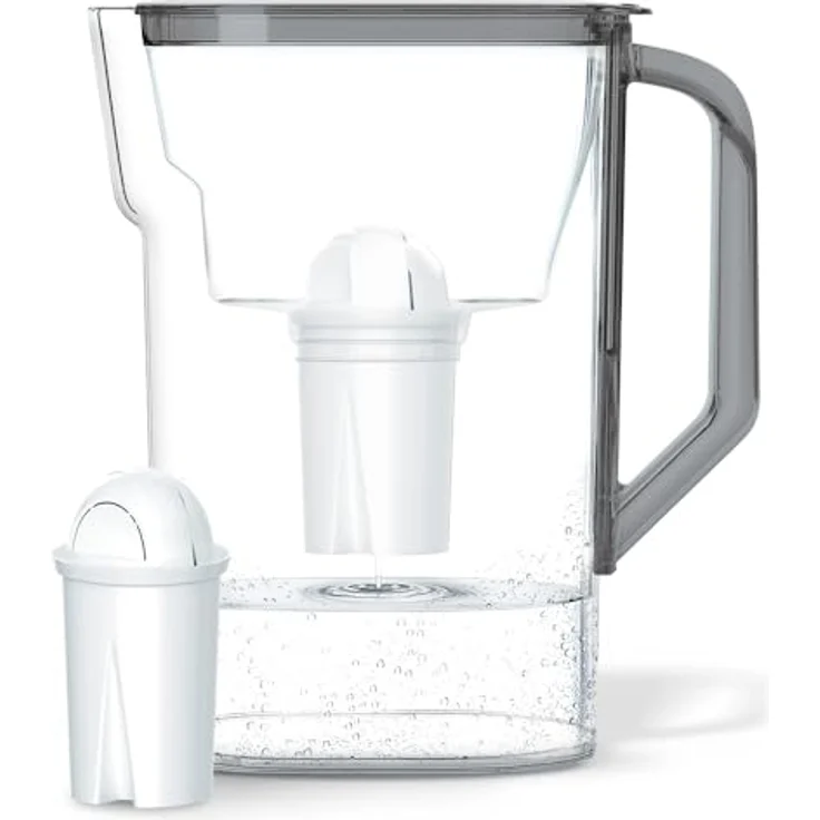 Wessper D3 Slim Wasserfilterkanne 2.7 L, kompatibel mit Brita Classic, zur Reduzierung von Kalk und Chlor, BPA-frei, schwarz – Bild 1