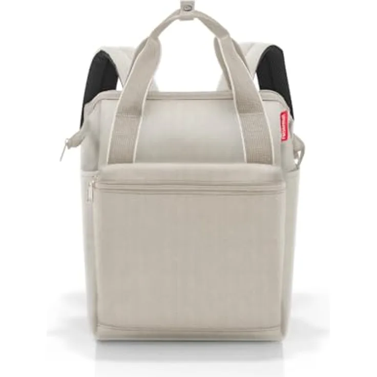 reisenthel allrounder R herringbone sand – Rucksack und Tragetasche in einem – Mit Stecklasche für Reisetrolleys