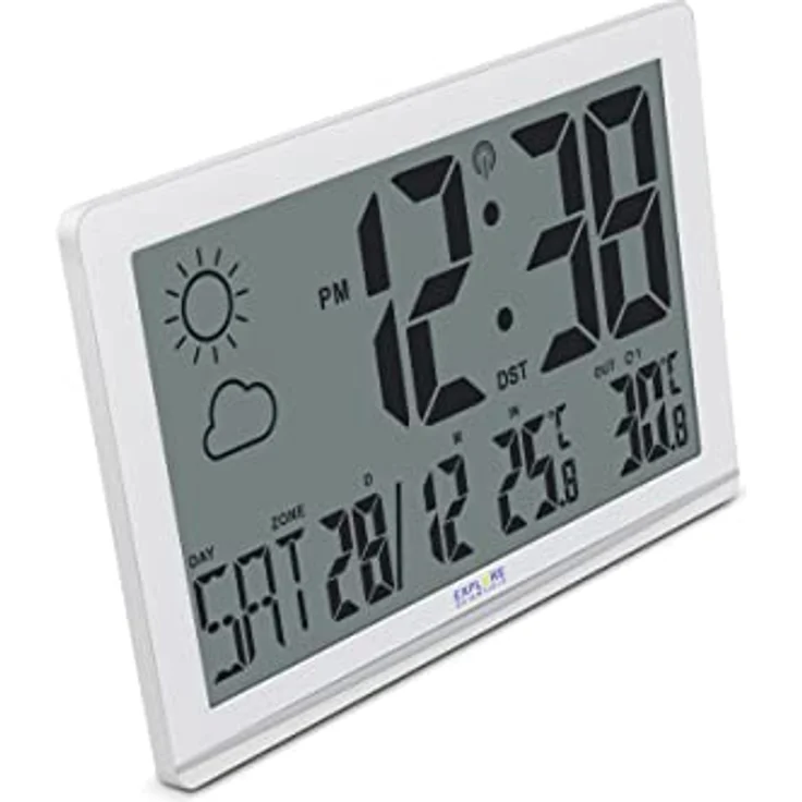 Explore Scientific Wetteruhr, Weiß, automatische Zeiteinstellung, Temperatur- und Luftfeuchtigkeitsanzeige, Frostwarnung – Bild 4