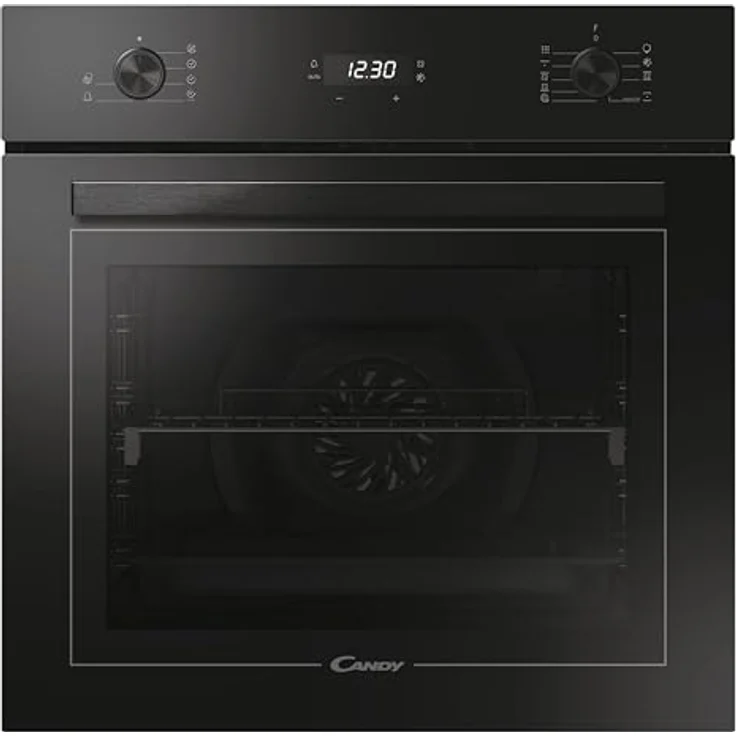 Candy FMBC 896S Einbaubackofen mit Heißluft 70 L Pyrolyse Selbstreinigung mit Aquactiva Versenkbare Knebel Display mit Touch-Bedienung Timer Uhr 9 Programme Schwarz – Bild 1