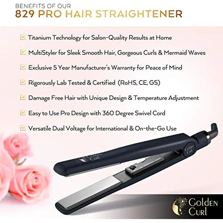 Golden Curl The Silver Titanium-Glätteisen für seidig glattes Haar – Bild 2