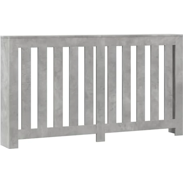 vidaXL Heizkörperverkleidung Betongrau, 149x20x82 cm Holzwerkstoff mit modernem Latten-Design und pflegeleichter Oberfläche – Bild 1