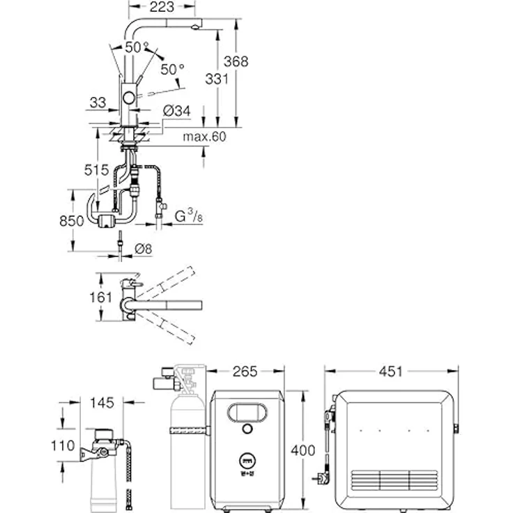 Grohe Blue Professional Wasserfilter, Edelstahl, Standard, Hebelgriffe, Typ L, Keramik, versandkostenfrei – Bild 4