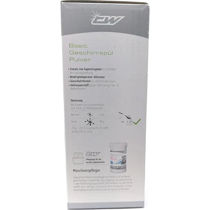 ClearWhite Basic Pulver Silberschutz, 2500g Geschirrspüler-Zubehör mit Superenzymen und phosphatfreier Formel für optimale Reinigungsleistung – Bild 3