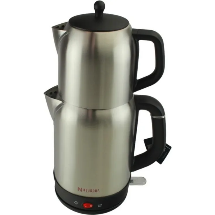 Neudorf Teekocher Divanem - 1850W–2200W - 1,0L/1,7L aus 18/10-Edelstahl, Edles Design, Dual-Heizelement-System, Automatische Abschaltung
