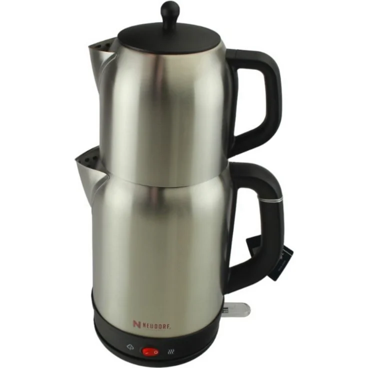 Neudorf Teekocher Divanem - 1850W–2200W - 1,0L/1,7L aus 18/10-Edelstahl, Edles Design, Dual-Heizelement-System, Automatische Abschaltung