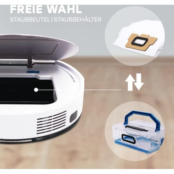 Zaco V6 Saugroboter mit Wischfunktion, 600ml beutelloser Staubtank oder 1000ml Staubbeutel, App- und Sprachsteuerung – Bild 4