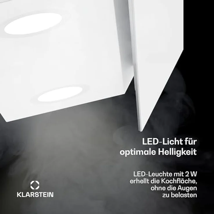 Klarstein Dunstabzugshaube Alina, 60 cm Wandhaube mit 600 m³/h, Energieeffizienzklasse A, LED-Beleuchtung in 9 Farben, Touch-Bedienfeld, Weiß-Gold, Umluftbetrieb möglich – Bild 5