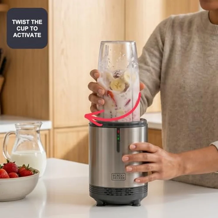 Black & Decker BXJBA1203E, Standmixer mit 1000 Watt Leistung, 700 ml Tritan-Behälter und Edelstahlklingen, spülmaschinenfest – Bild 4