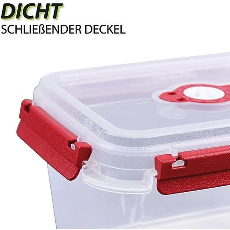 Tontarelli Vorratsdose für Lebensmittel (1500 ml) - Rot - Luftdichter Deckel, Mikrowellengeeignet, Spülmaschinenfest – Bild 4