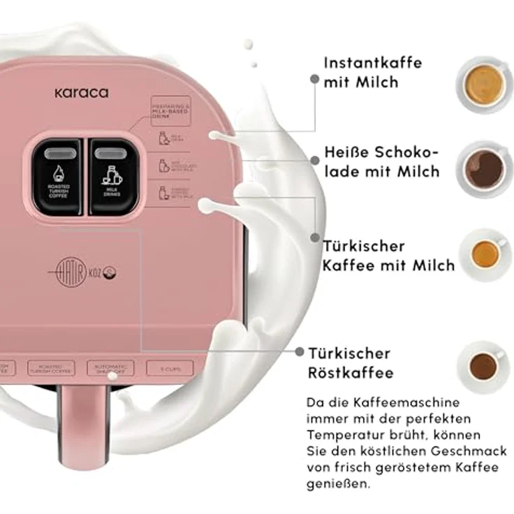 Karaca Hatir Köz Milky, Türkische Kaffeemaschine mit 5 Tassen Kapazität, 535 W, automatische Abschaltung, Überlaufschutz und Schaum-Messlöffel – Bild 9