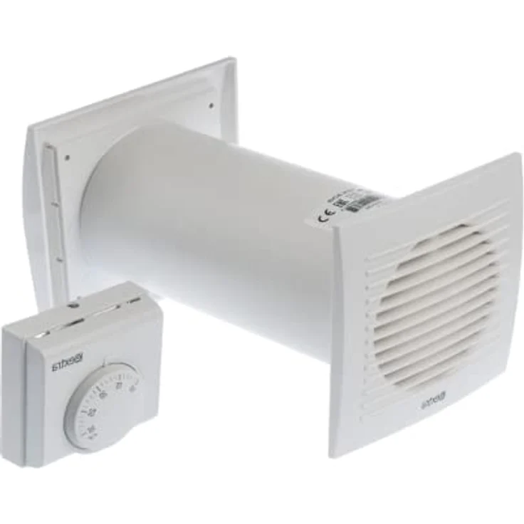 Euro3plast Warmluftverteilung mit Thermostat, Ø 125 mm Ventilator für Heizkostenersparnis und angenehmes Raumklima – Bild 1
