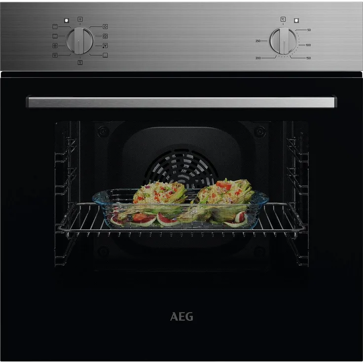 AEG OU5AB10CM SurroundCook, Einbaubackofen mit Aqua-Reinigungsfunktion, Edelstahl mit Antifingerprint, 65 L Garraum, 8 Beheizungsarten