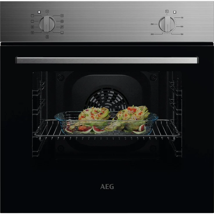 AEG OU5AB10CM SurroundCook, Einbaubackofen mit Aqua-Reinigungsfunktion, Edelstahl mit Antifingerprint, 65 L Garraum, 8 Beheizungsarten