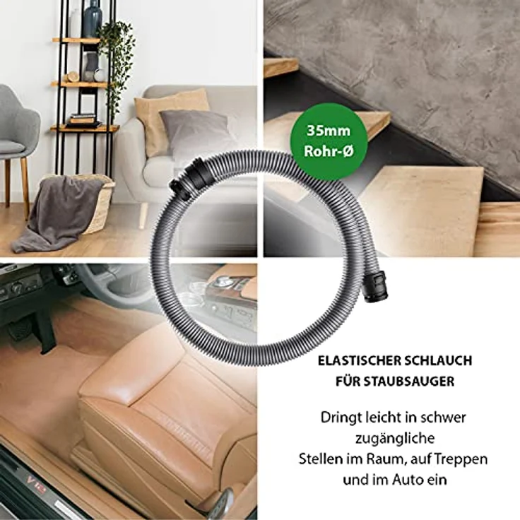 VIOKS Staubsaugerschlauch 1,6 m, Ersatz für Miele 7736191 Classic C1, flexibles und langlebiges Saugschlauch-Zubehör für 35mm Bodensauger – Bild 3