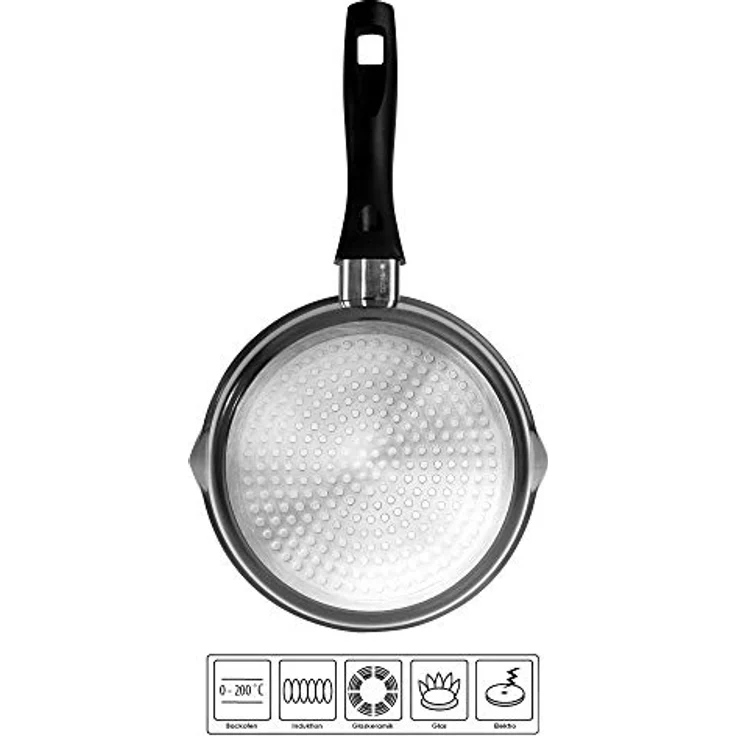STONELINE® Stielkasserolle 18 cm, mit Glasdeckel, induktionsgeeignet, Aluguss, Antihaftbeschichtung mit echten Steinpartikeln, grau – Bild 2