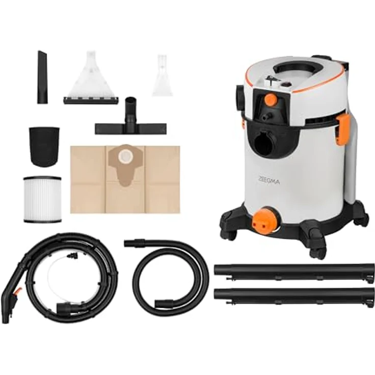ZEEGMA ZONDER WASH – 1400W Nass- und Trockensauger mit 4L Wassertank, HEPA-Filter, 13m Aktionsradius und umfangreichem Zubehör für Teppiche, Polster und Hartböden – Bild 5