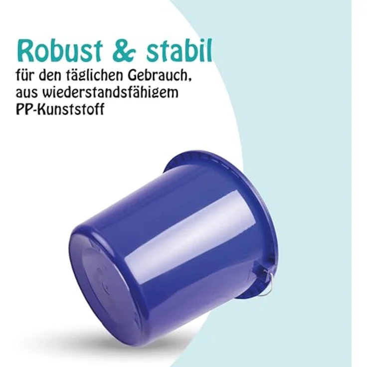 ProHome Putzeimer Kunststoff mit Metallbügel, stapelbar, 5 Liter, BPA-frei, blau, Made in EU – Bild 5