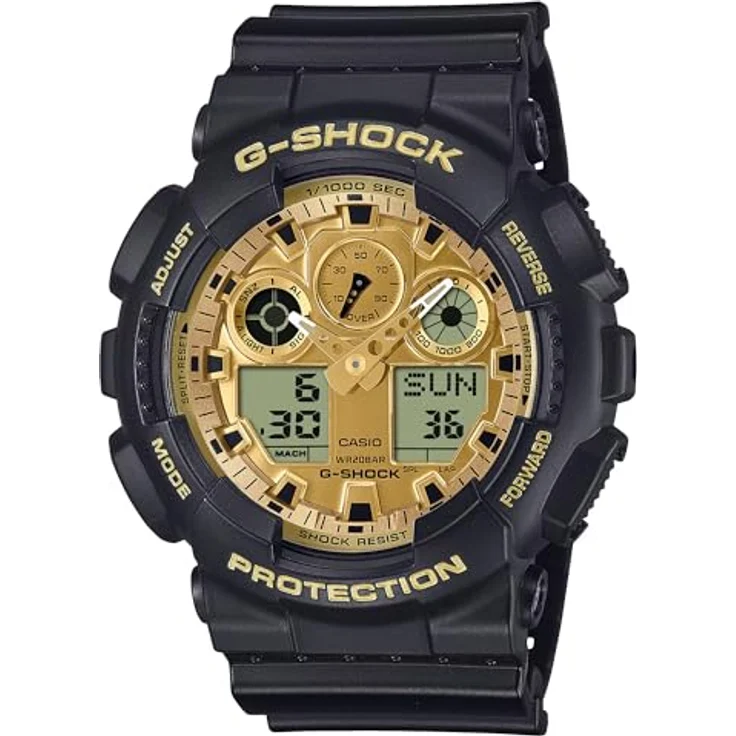 Casio G-Shock Classic GA-100GGB-1A9ER, Herrenuhr in Schwarz/Gold mit analog-digitaler Anzeige, Alarm, Beleuchtung und Stoppuhr – Bild 2