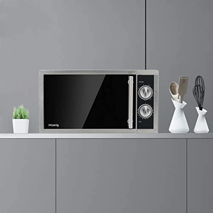 H.Koenig VIO7 Mikrowelle mit Grill, Standgerät, 9 Programme, 23 Liter Garraum, 1000 Watt Grill, 900 Watt Mikrowelle, silber – Bild 5