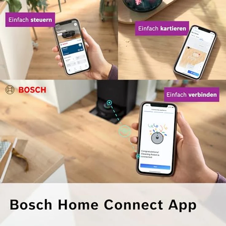 BOSCH Saugroboter Spotless Max BCRDW3B, 11.000 Pa Saugkraft, rotierende Wischpads, 70°C Selbstreinigung, Absaugstation, Carbon Bürste – Bild 11