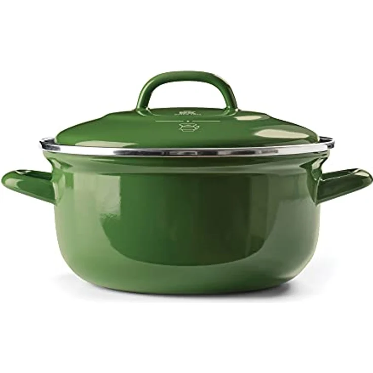 BK Indigo Holländisches Erbe Runde Deutsche Emaillierte Kasserolle mit Deckel mit PFAS-Freier Keramischer Antihaftbeschichtung, 26 cm/5,2 Liter, Induktion, Spülmaschinenfest, Backofenfest, Grün – Bild 1