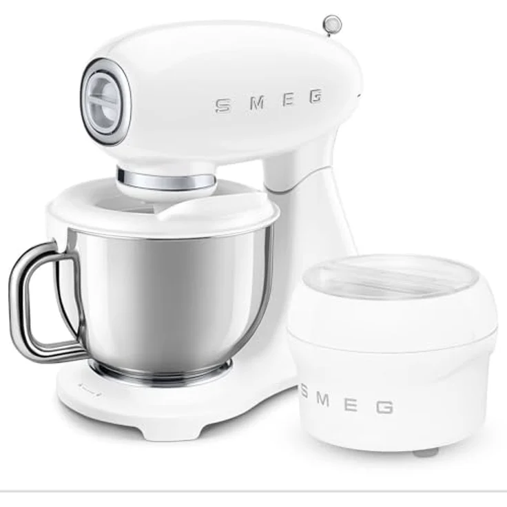 Smeg SMF05WHEU Küchenmaschine, 1000 Watt, 4,8 Liter Edelstahl-Rührschüssel, Hochglanz-Weiß, mit 10 Geschwindigkeitsstufen und Zubehör – Bild 8