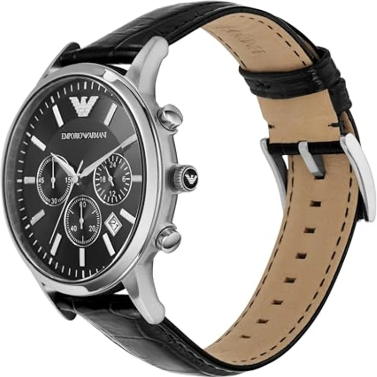 Emporio Armani Herren Chronograph Quarz Uhr mit Leder Armband AR2447 – Bild 2