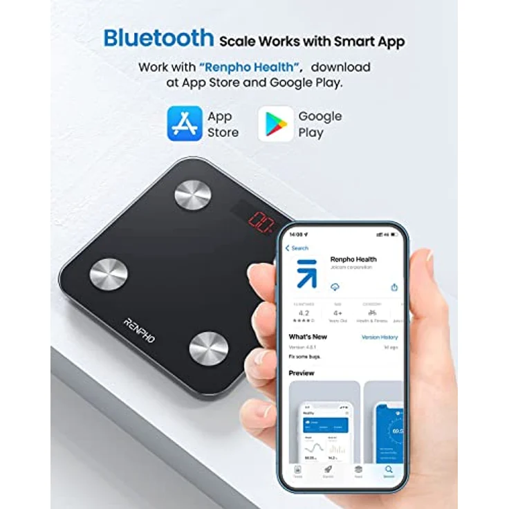 RENPHO Körperfettwaage Testsieger 2023, Personenwaage mit Körperfettanalyse, Messung von Körperfett und Wasser, Smart Bluetooth Waage, Körperanalysewaage mit App, 180kg – Bild 5