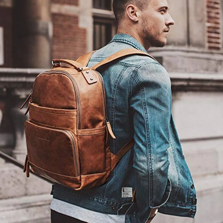 The Chesterfield Brand Austin Business-Rucksack, 39 cm aus 100% Leder mit Laptopfach, braun – Bild 6