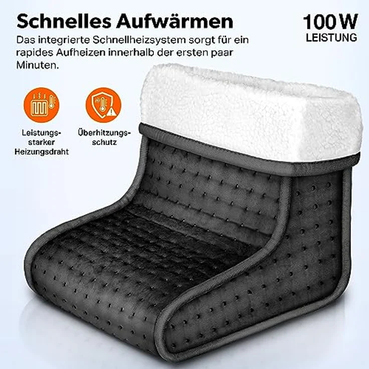 sinnlein Fußwärmer mit 6 Temperaturstufen & Timer | Fußheizung elektrisch | Überhitzungsschutz & Abschaltautomatik – Bild 2