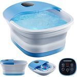 Fußmassagegerät elektrisch | Fußsprudelbad mit Massage und Heizfunktion | Vibration | faltbar | Fernbedienung | Klappbares Fußbad mit 16 Shiatsu-Rollen | Fußreflexzonen Massage | 35-48°C | Timer
