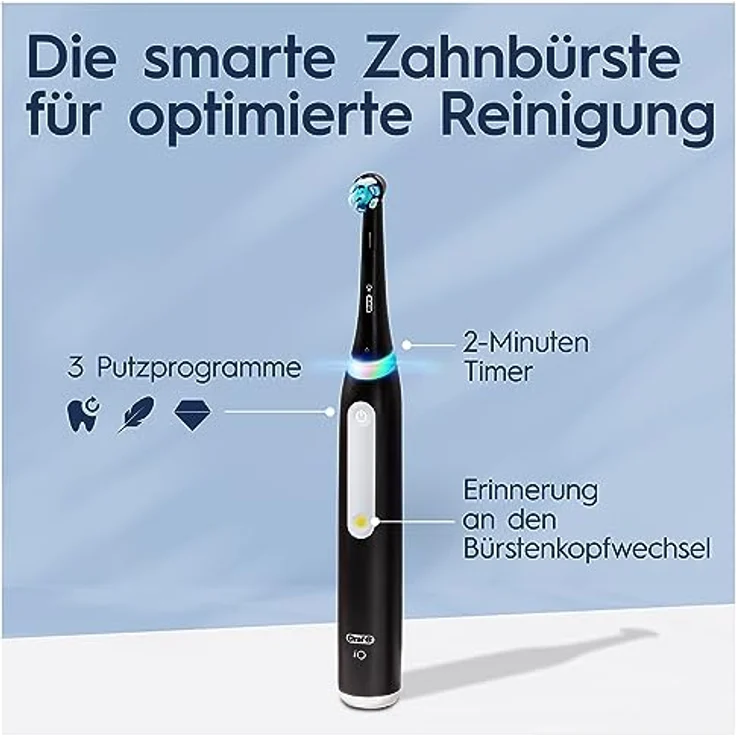 Oral-B iO Series 3N Elektrische Zahnbürste/Electric Toothbrush, 3 Putzmodi inkl. Sensitive Zahnpflegee, Drucksensor & Timer, Reiseetui, Designed by Braun, matt black – Bild 4