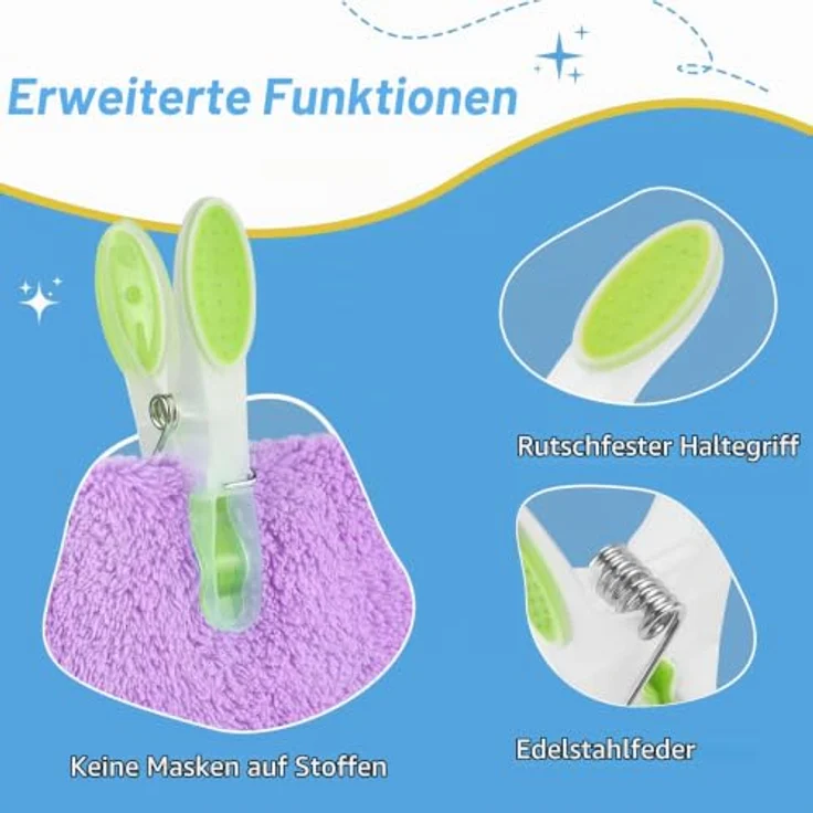 AiQInu 60 Stück Wäscheklammern, Mehrfarbig mit rutschfestem Silikon, platzsparend und markenfrei für Wäsche, Handtücher und Socken – Bild 3