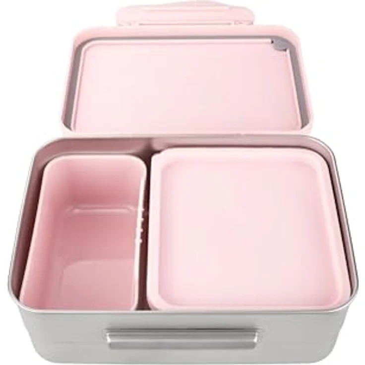 ergobag Lunchbox Edelstahl Brotdosen Set, 2er-Set (1 große und 1 kleine Dose), 100% BPA-frei, mit Motiven für Kinder – Bild 3