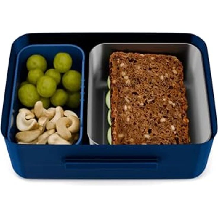 Ergobag Lunchbox Stainless Steel 3 in 1, Auslaufsichere Lunchbox mit 2 herausnehmbaren Einsätzen, Blau – Bild 4