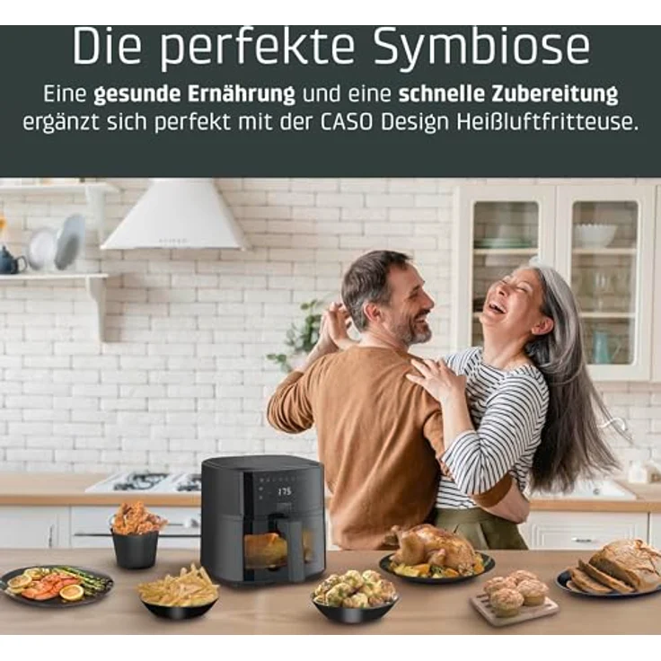 Caso AirFry 6.0 Heißluftfritteuse, 6-Liter-Frittierkorb, fettfreie Zubereitung, Edelstahl [Silber] – Bild 5