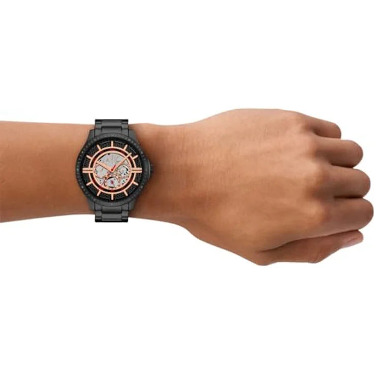 Armani Exchange Multifunktionsuhr für Männer, Quarzwerk, 46mm Gehäuse, schwarzes Edelstahlarmband, wasserdicht bis 50m – Bild 2