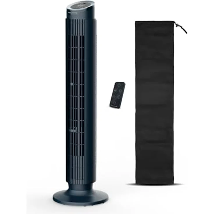 ROWENTA VU7050 Eole Silence Force, Turmventilator in Blau mit 39 Watt, 12 Geschwindigkeitsstufen, extrem leise (20 dB), integrierter Aromadiffusor und Fernbedienung – Bild 2