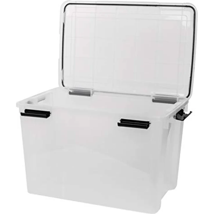 Kreher 4 Stück XL Lagerbox aus transparentem Kunststoff mit Dichtungsring im Deckel, 70 Liter Volumen. TOP QUALITÄT! – Bild 2