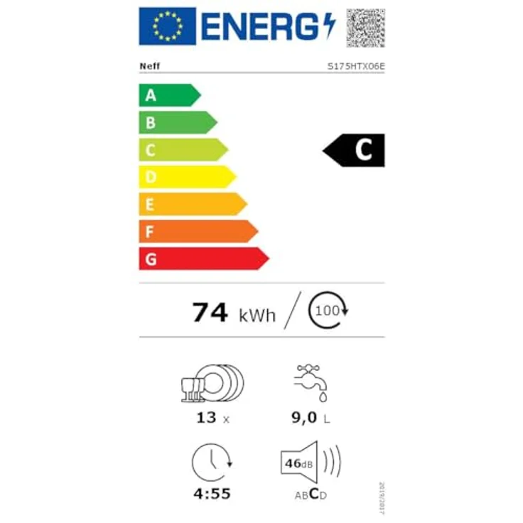 Neff S175HTX06E, N 50, vollintegrierbarer Geschirrspüler, 60 cm, Energieeffizienzklasse C, 13 Maßgedecke, VarioScharnier für besondere Einbausituationen, Home Connect-fähig – Bild 15
