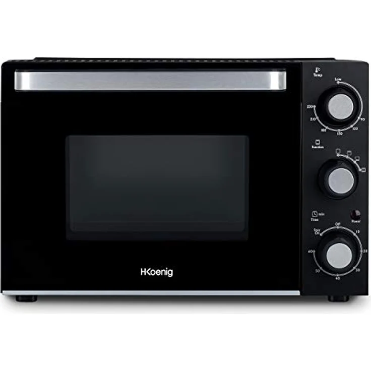 H.Koenig Mini Backofen, 20L, Elektrisch, FO20, Stellbar, Kompakt, Multifunktion, Leistungsstark, 1400W, Programmierbar, 4 Kochstufen, 230°, 60 Min. Timer, Glastür mit Doppelverglasung – Bild 1