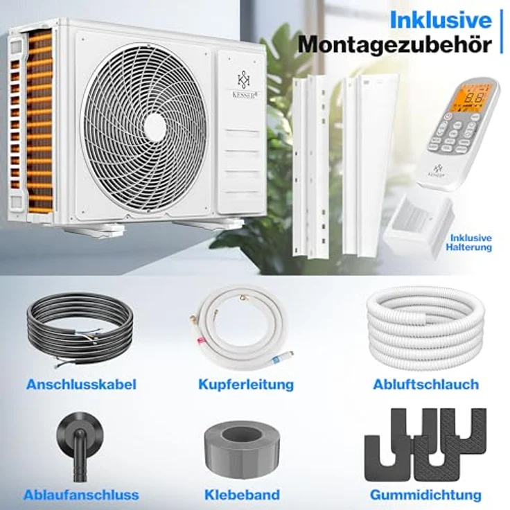 KESSER® Split Klimaanlage Set mit WiFi/App-Funktion, Kühlen A++/Heizen A+, 12000 BTU/h (3.400 Watt), inkl. Fernbedienung und Montagematerial – Bild 5