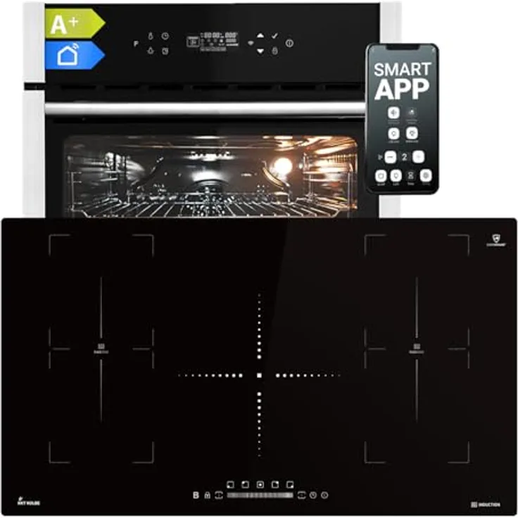 KKT KOLBE Autarkes Herdset SET8313HCIH890FZ, 60cm Einbaubackofen EB8313HC mit Pizzafunktion, 90cm Induktionskochfeld IH89005FZ, Touch-Steuerung, Grill, Umluft, Heißluft, Automatik-Timer, 2-fach Wärmeschutzverglasung