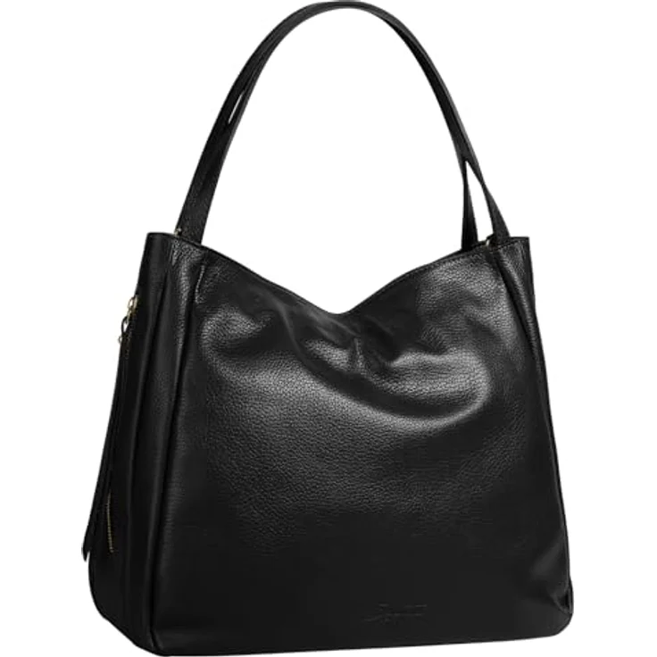 Samantha Look Umhängetasche aus echt Leder, Made in Italy, 7 l Volumen, schwarz – Bild 2