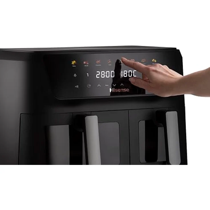 Hisense HAF2700DCD Heißluftfritteuse, 2700 W, 11 L Kapazität, 8 Programme, antihaftbeschichtet, Farbdisplay, energieeffizient, SyncServe Modus, schwarz – Bild 4